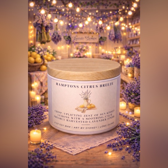 Hand Crafted Other - Hamptons Citrus Breeze 8oz Lemon Lavender Soy Candle 🍋💜